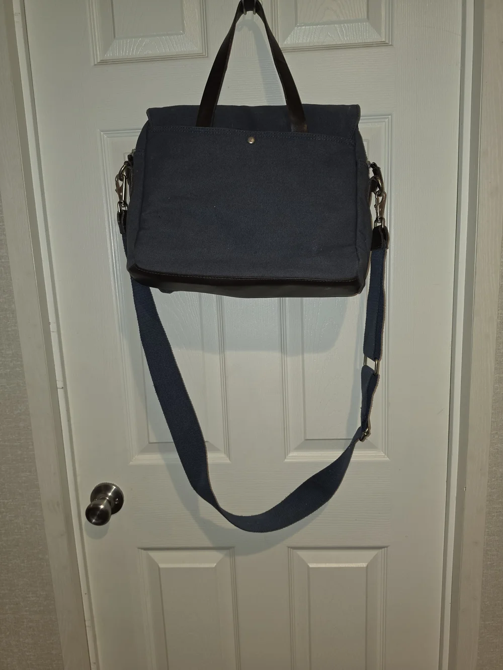 Florsheim Blue Canvas & Leather Messenger Crossbody Bag